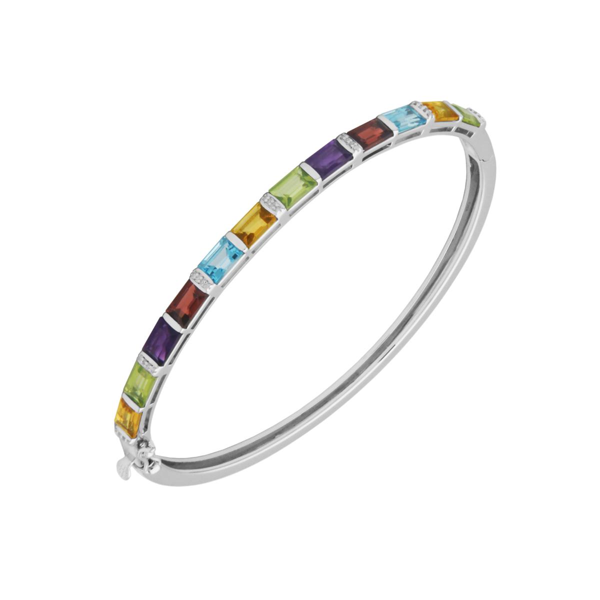 Rainbow gemstone bracelet sterling shops silver with gold wash