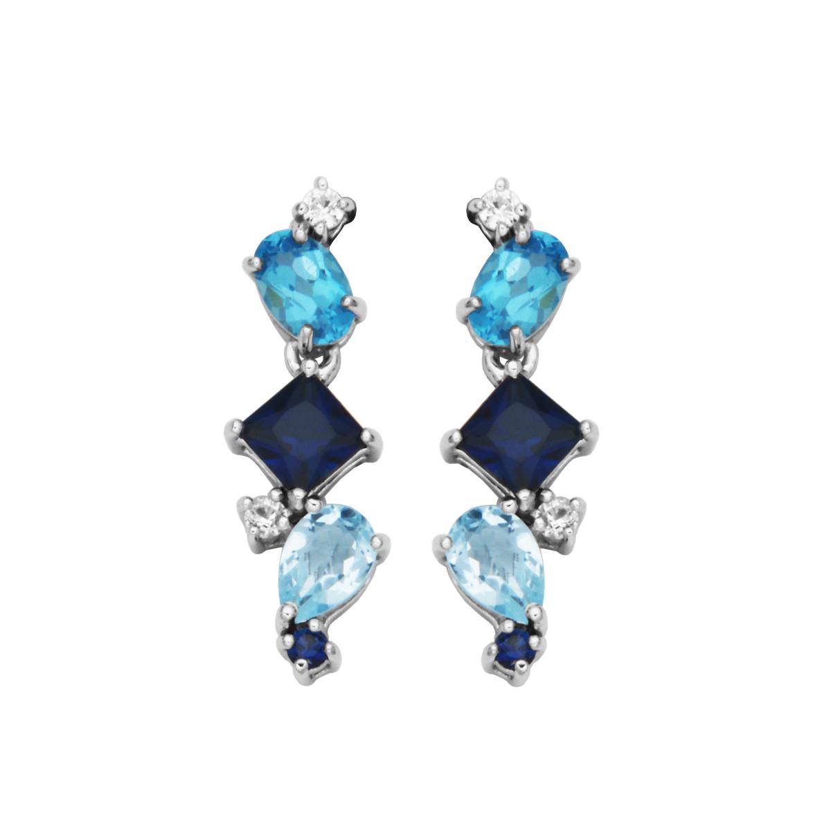 Spectacular genuine Sapphire .925 Sterling Silver outlet handcrafted Statement earrings