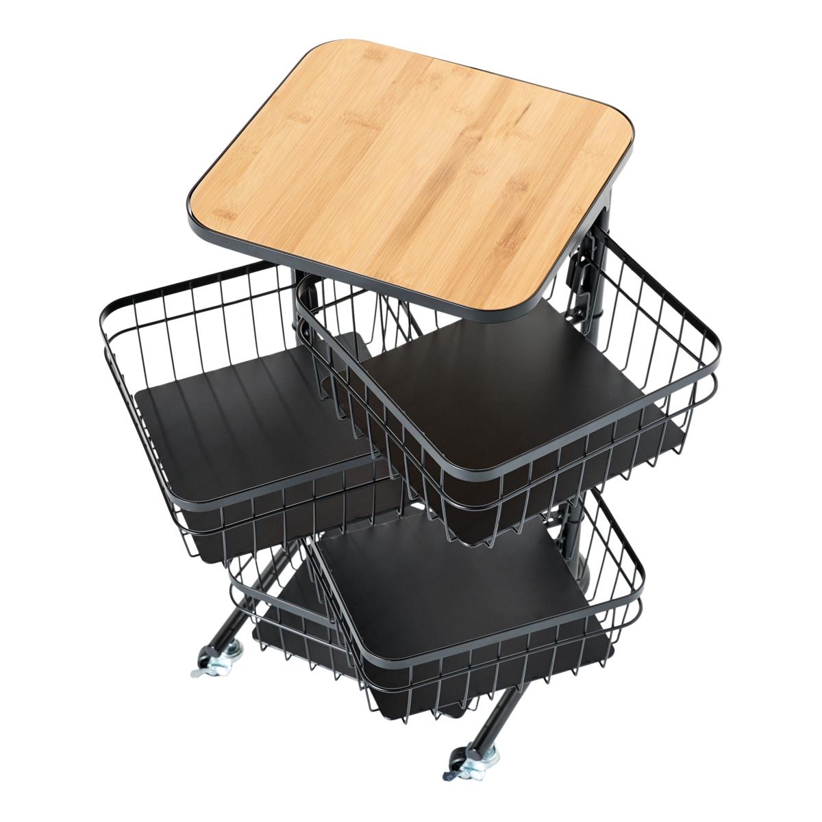 Storesmith Market Cart with 4 Baskets and Bamboo Top - 20793940