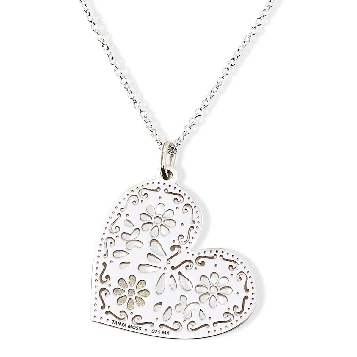 Tanya Moss Papel Picado Sterling Silver Heart Pendant with