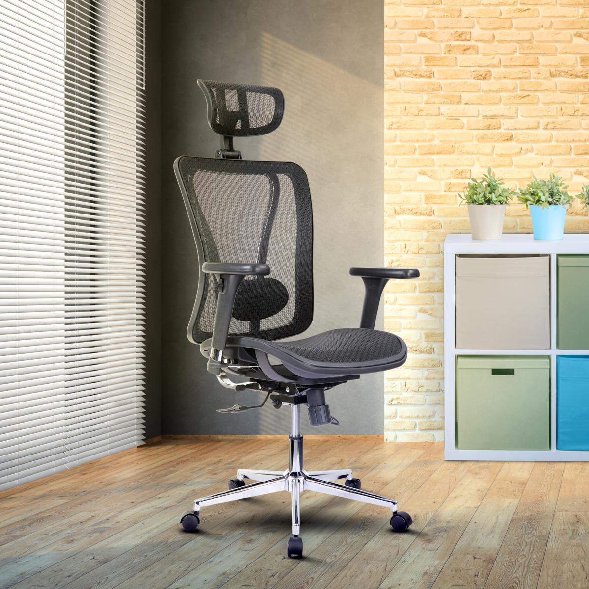 Executive Mesh Office Chair with Headrest and Lumbar Support