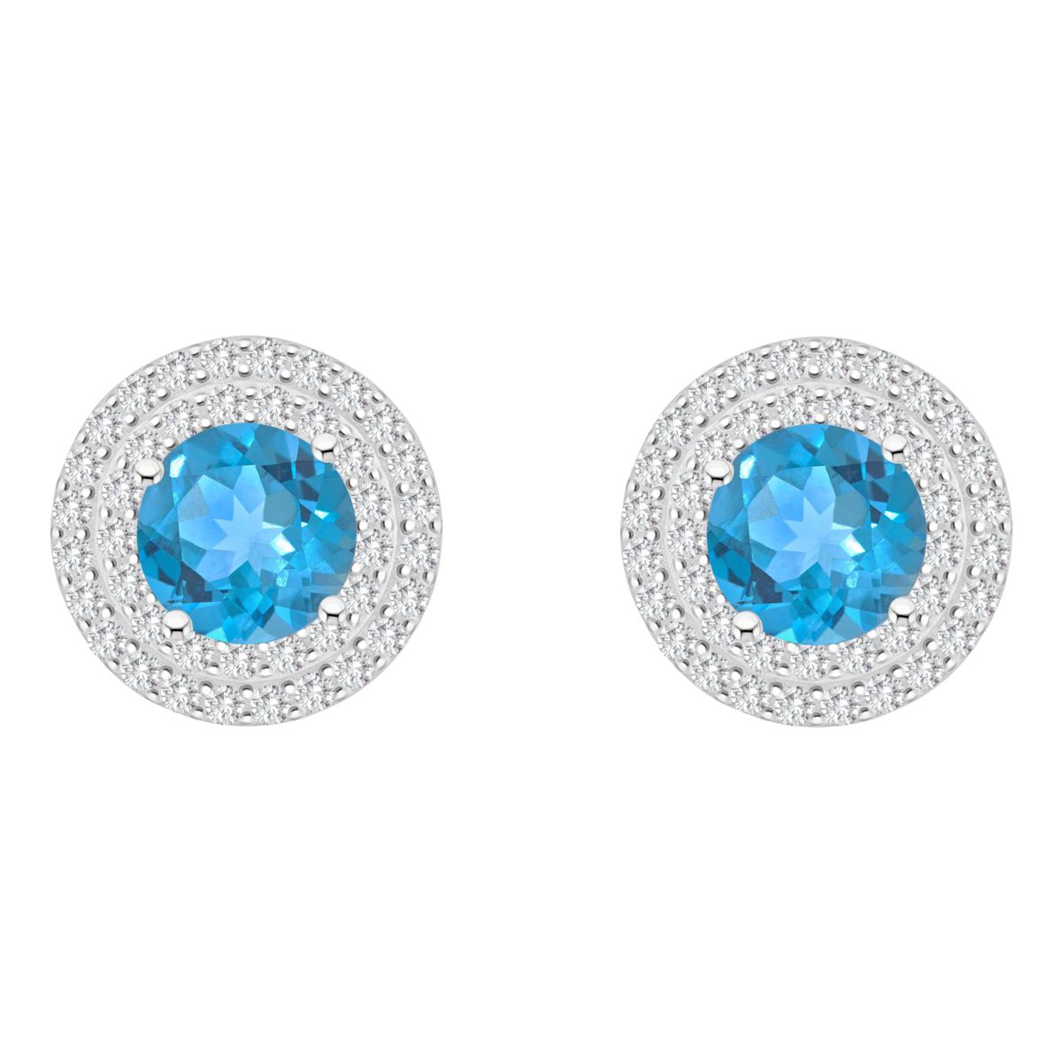 Blue topaz sale halo earrings