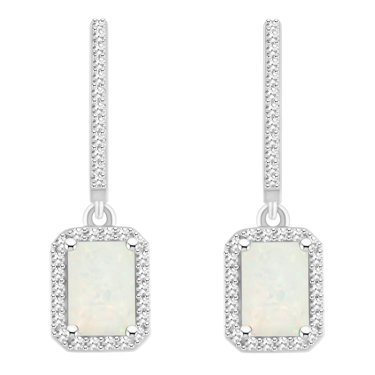 Top Choice Gems 7x5mm Emerald-Cut Gem and Diamond Dangle Earrings