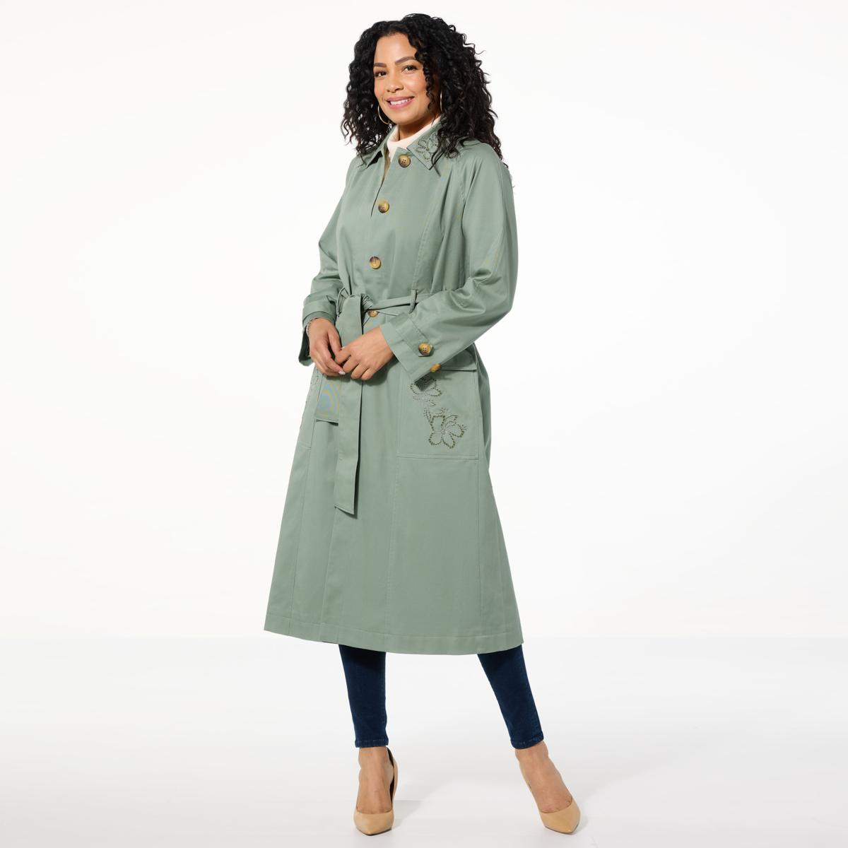 Tower Hill by Christie Brinkley Embroidered Trench Coat | HSN