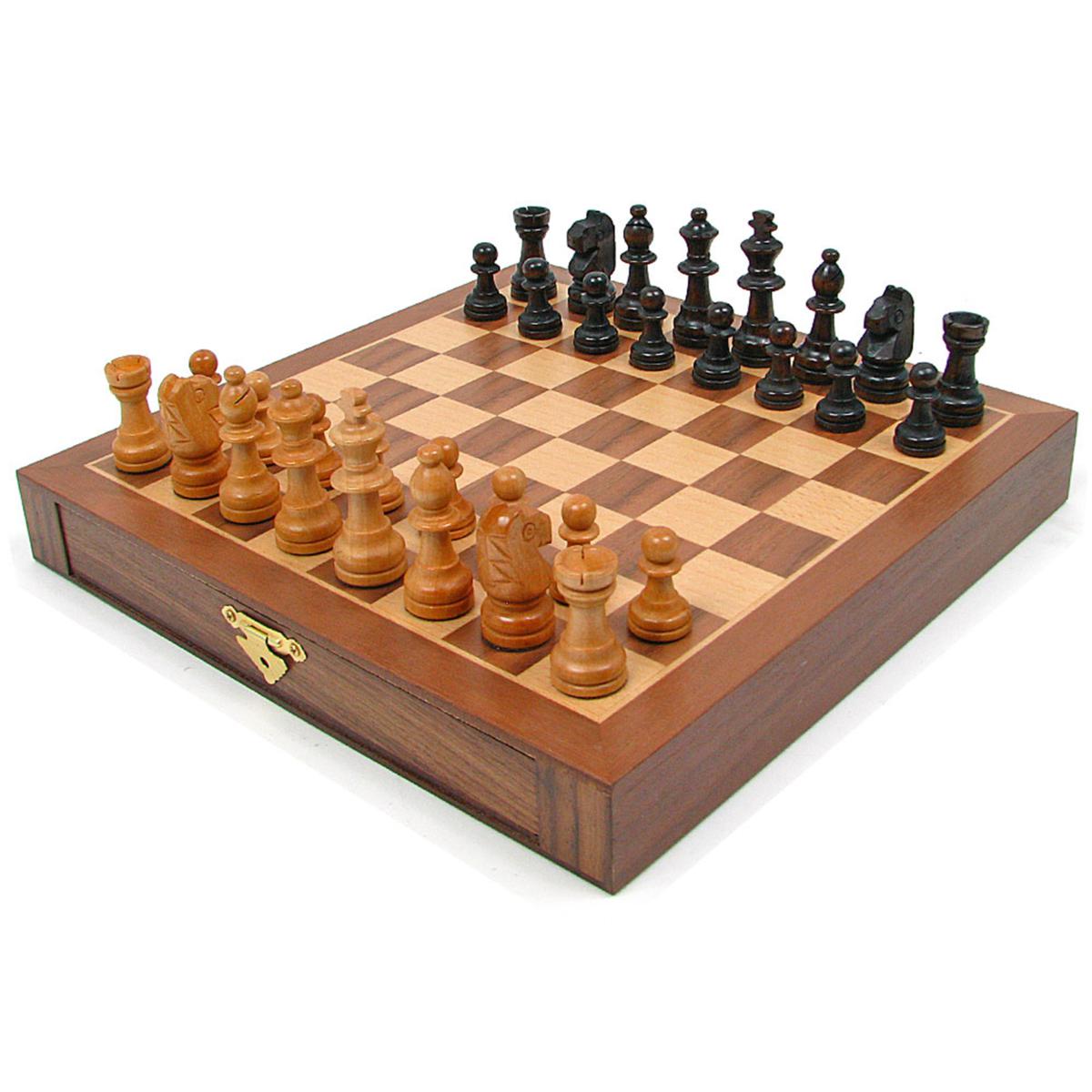 Toy Time Magnetic Wood Chess Board with Drawers