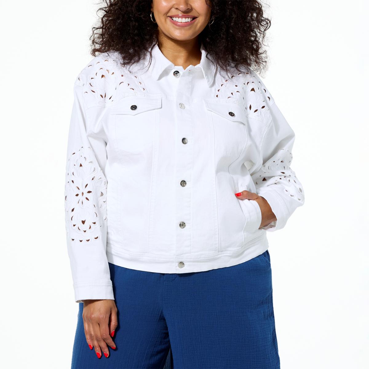 TWRHLL by Christie Brinkley Embroidered Denim Jacket