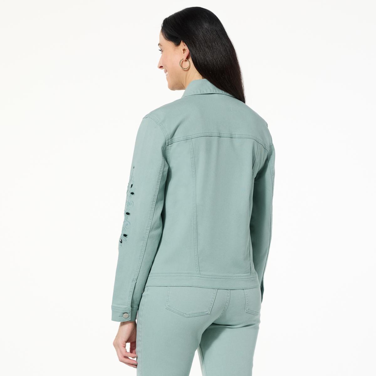 TWRHLL by Christie Brinkley Eyelet Embroidered Denim Jacket | HSN