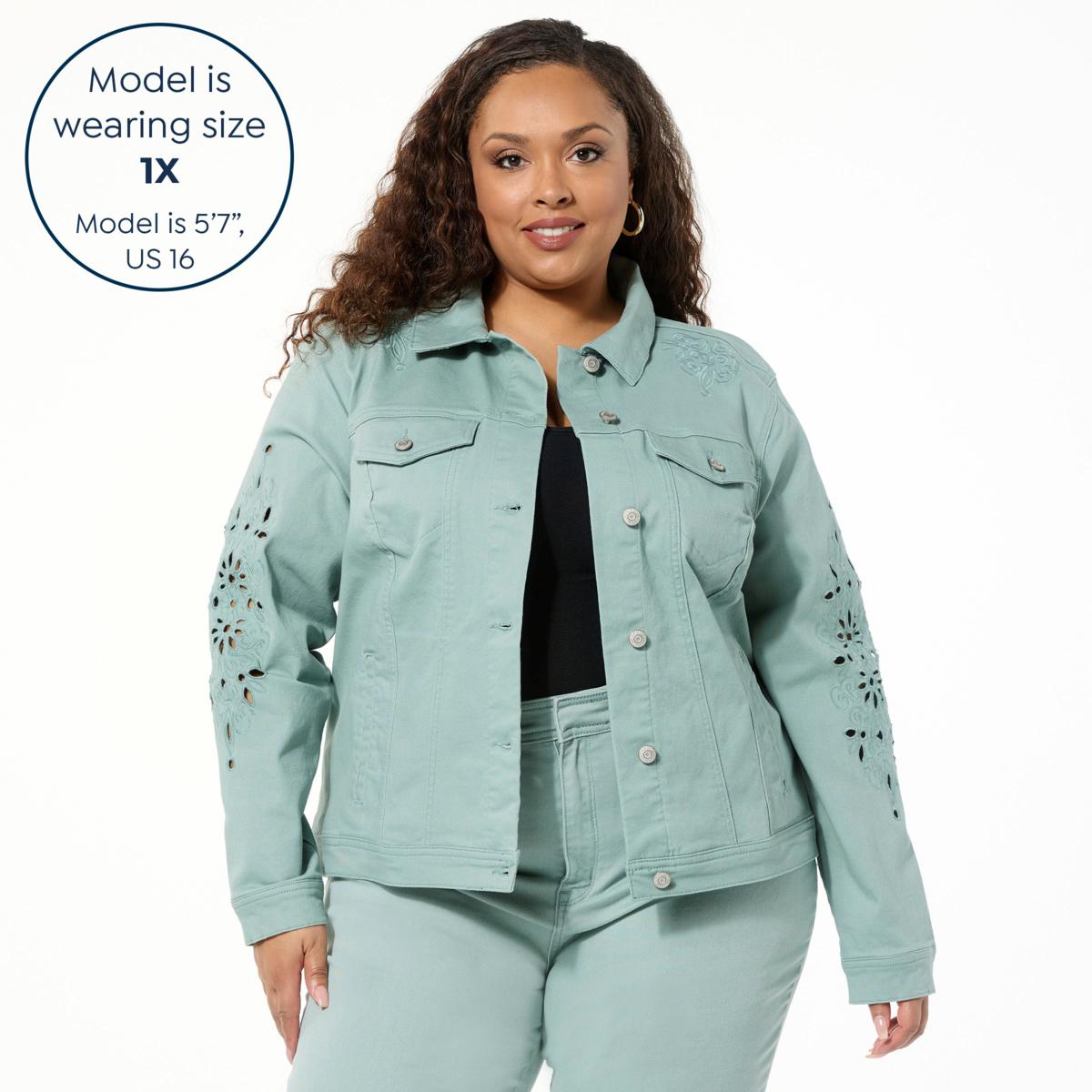 TWRHLL by Christie Brinkley Eyelet Embroidered Denim Jacket
