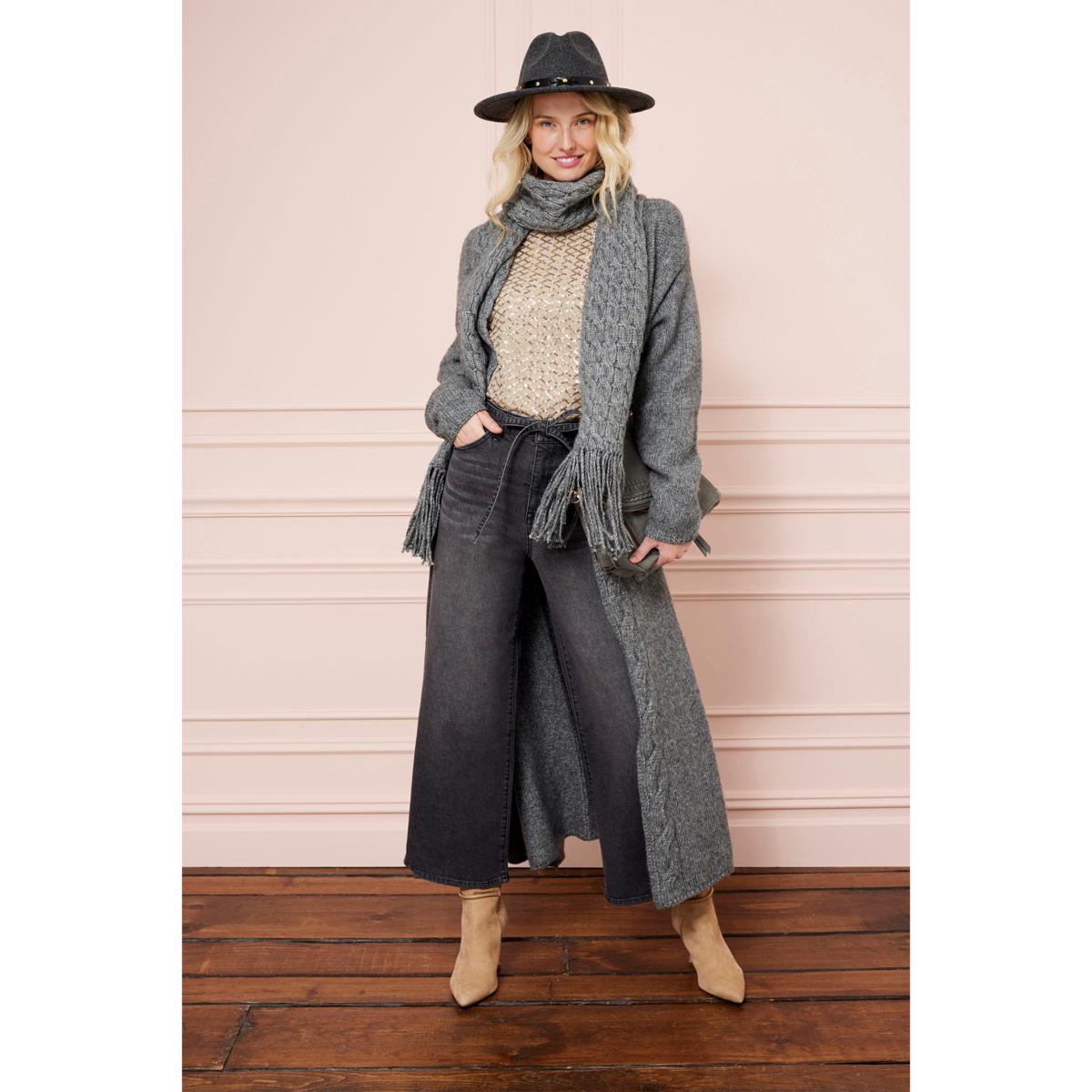 TWRHLL by Christie Brinkley Long Sweater Knit Cardigan