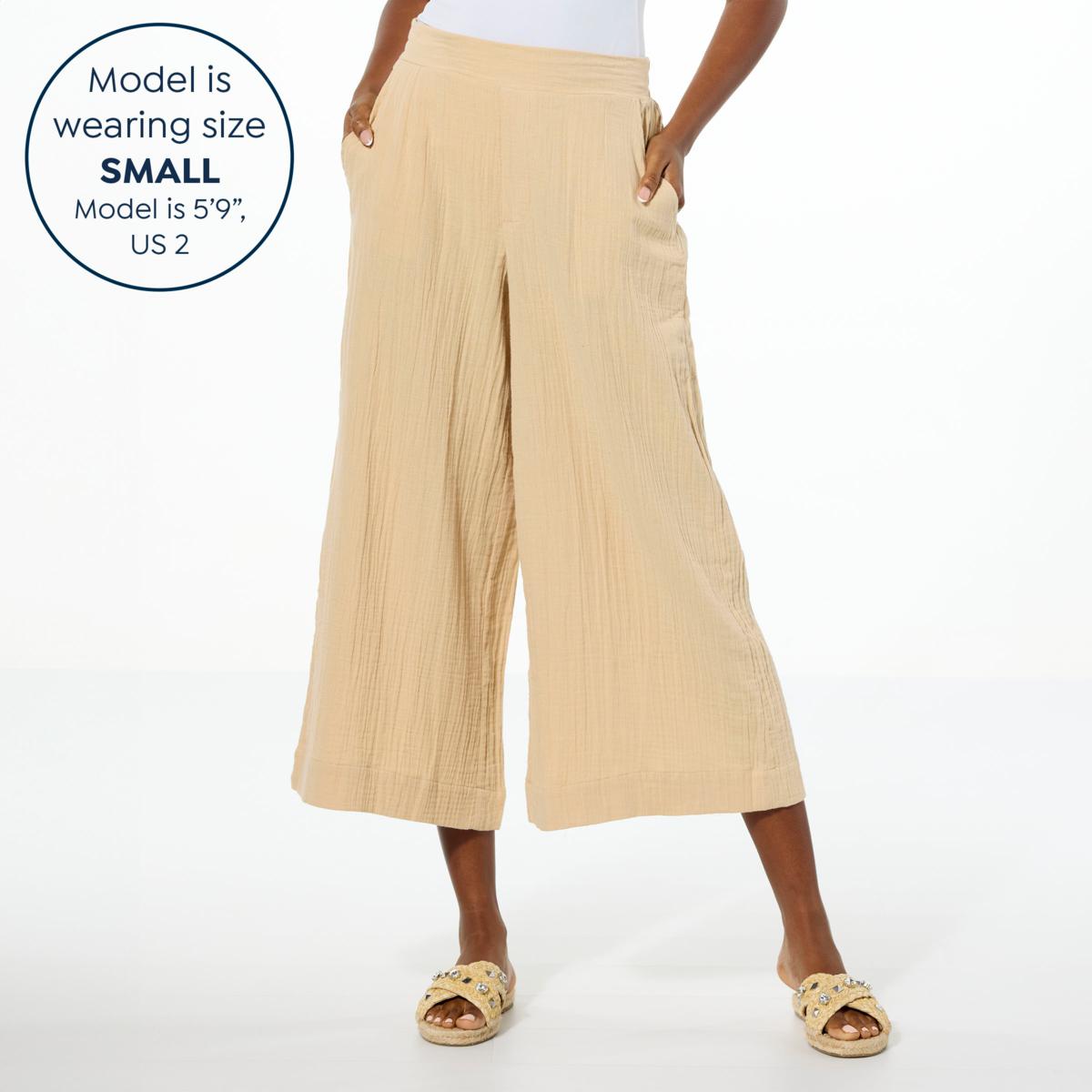 rehellinen tuck culotte ベージュ TWRHLL by Christie Brinkley Pull-On Culotte | HSN