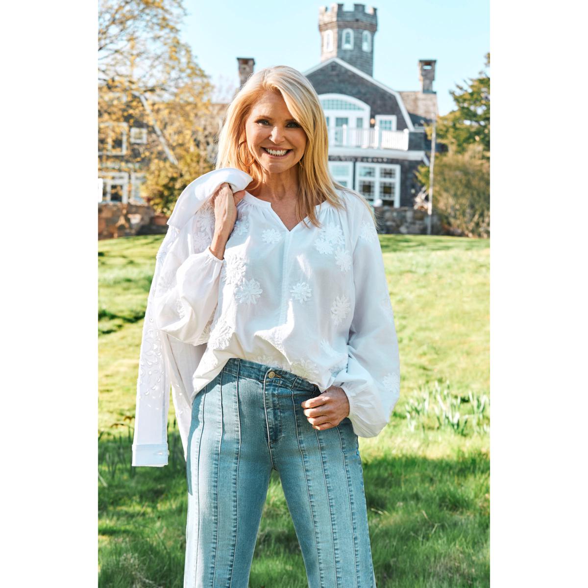 TWRHLL by Christie Brinkley Self Appliqué Blouse - 22652477