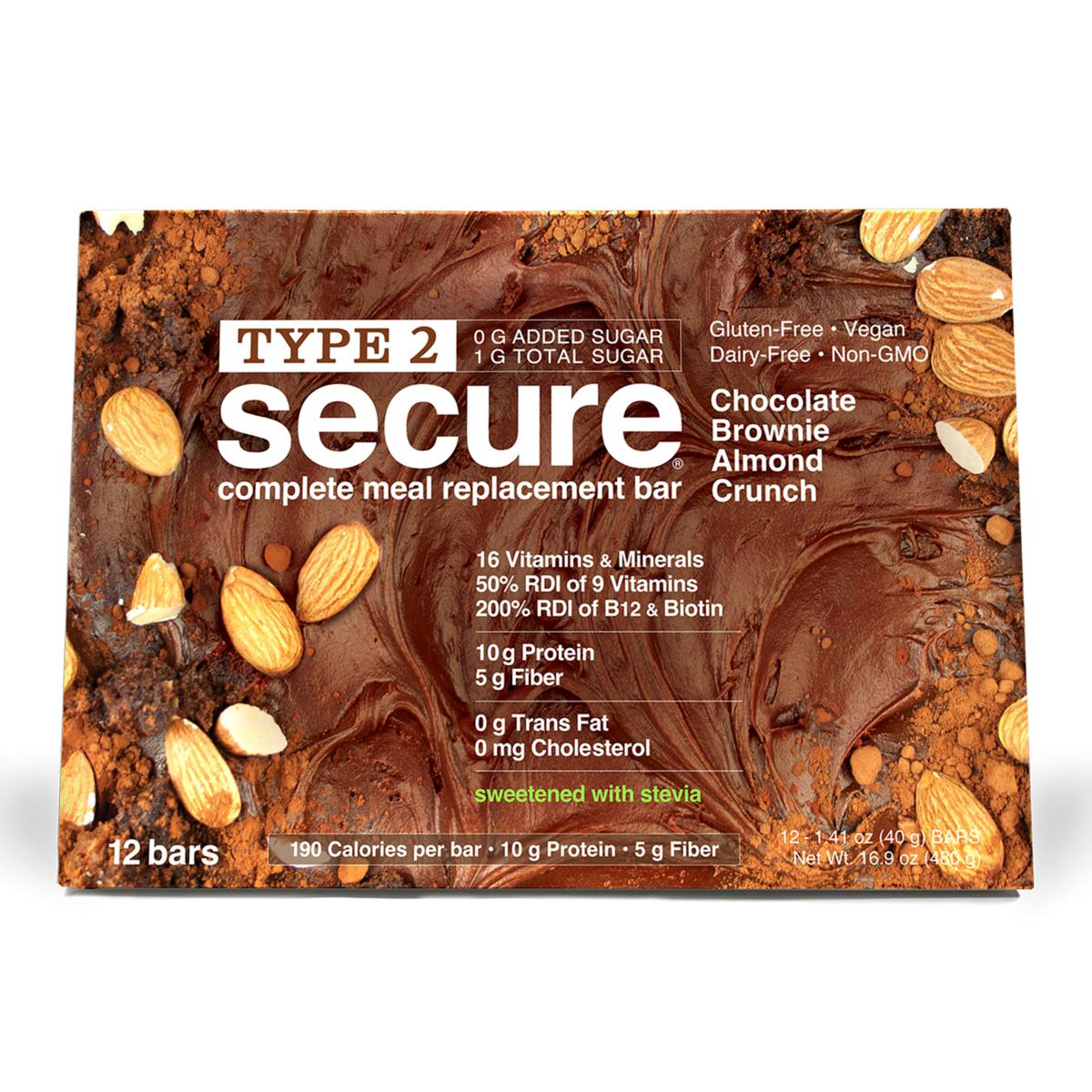 Type 2 Secure Complete Meal Replacement Bars with Stevia - 12-count