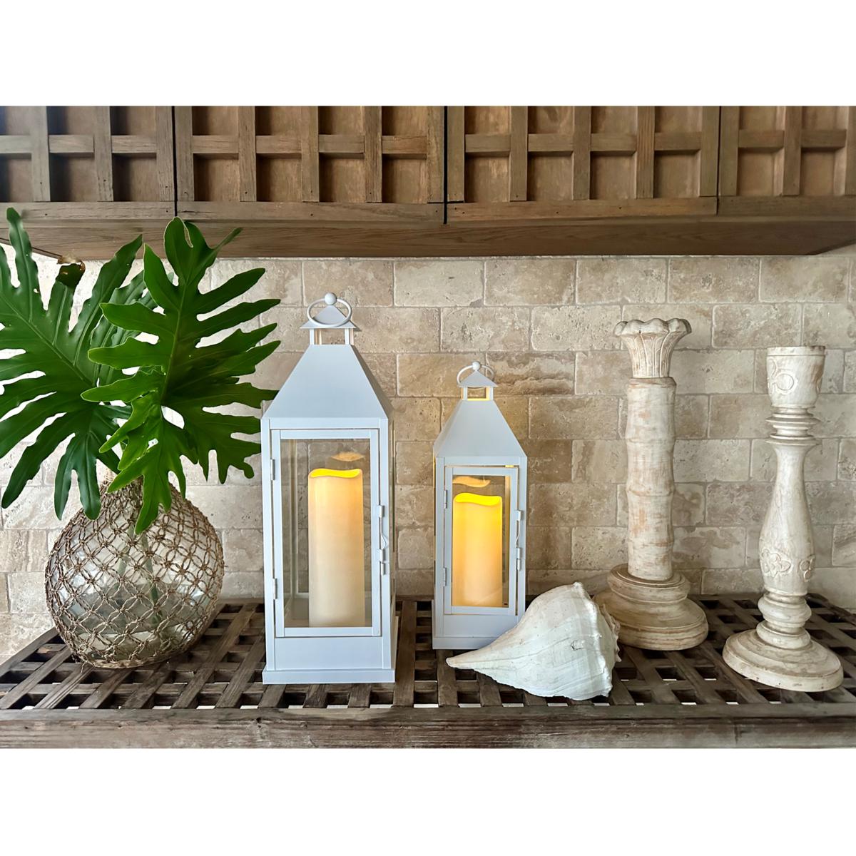 Unmatched 2-piece Set Flameless Lanterns with Holiday Bows | HSN