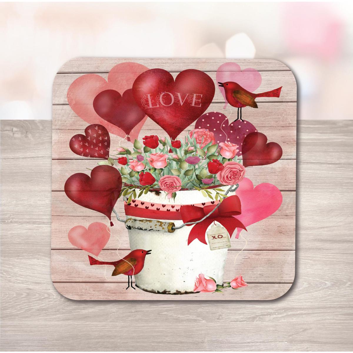 Valentine Bucket 6.5 x 6.5 Artboard Lid and 20oz. Candle