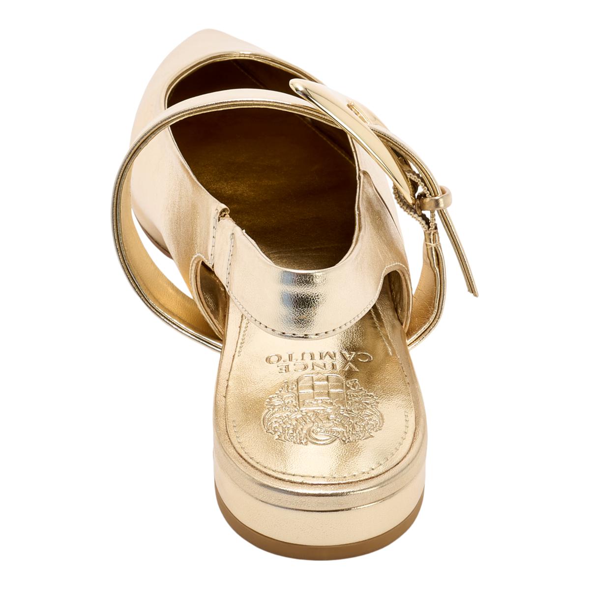 Vince Camuto Amoret Leather/Suede Slingback Flat | HSN 🌾 Vince Camuto Gold and Tan Huarache Flats NEW main image 0
