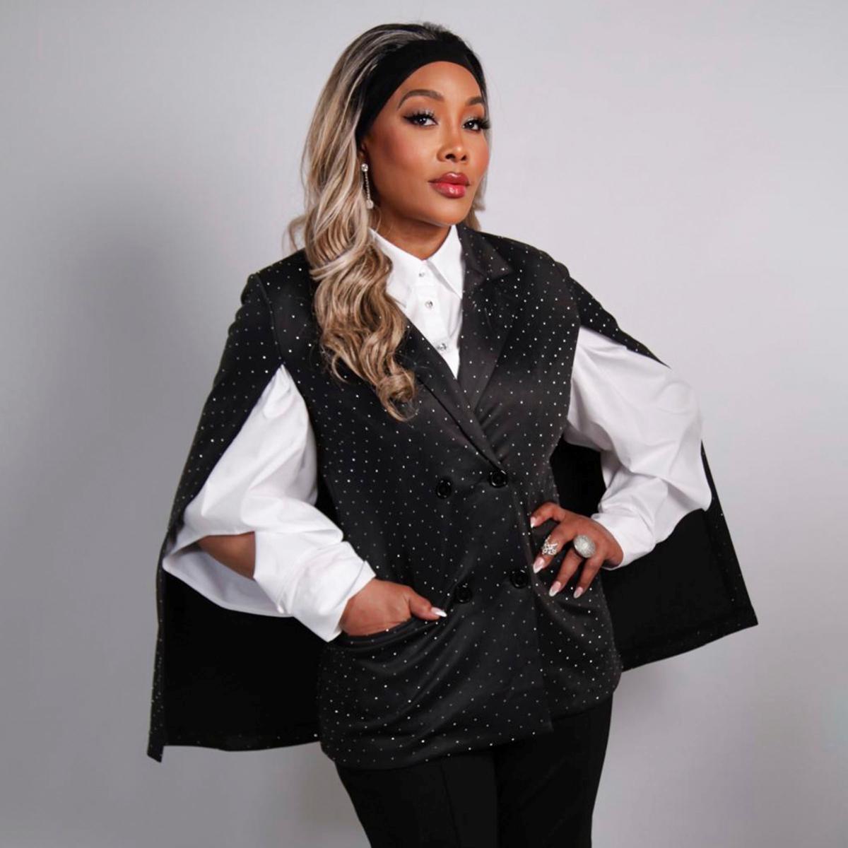 Vivica A. Fox Collection Rhinestone-Embellished Cape Jacket | HSN