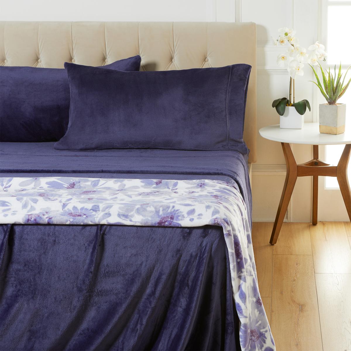 Warm & Cozy Plush Blanket and Sheet Set 20824970 HSN