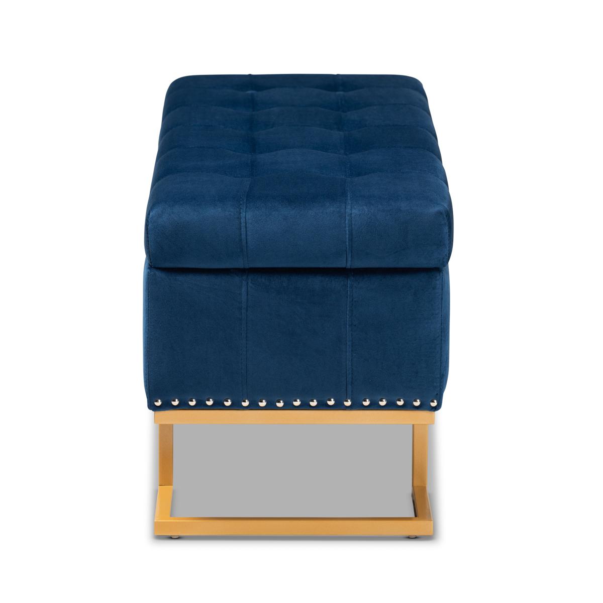 Wholesale Interiors Ellery Velvet Fabric Upholstered Storage Ottoman