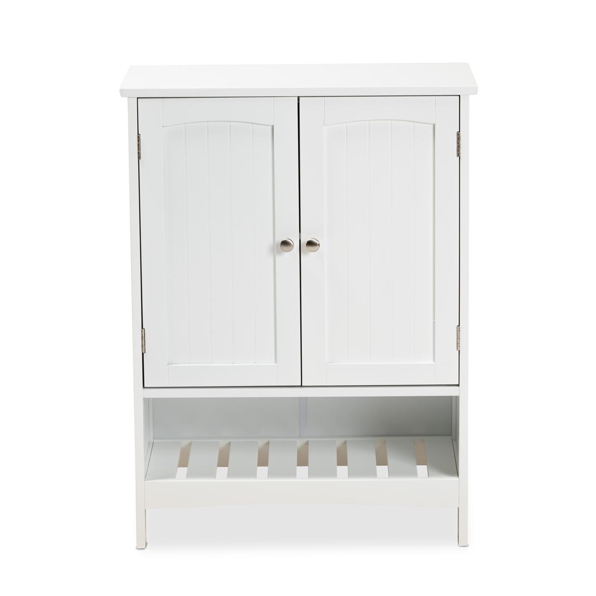 Baxton Studio Beltran Modern and Contemporary White Finished Wood Bathroom Storage Cabinet