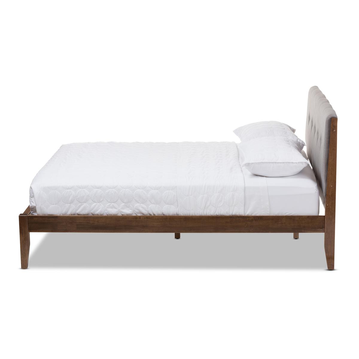 Leyton Lt Gray and Brown Queen Size Platform Bed HSN