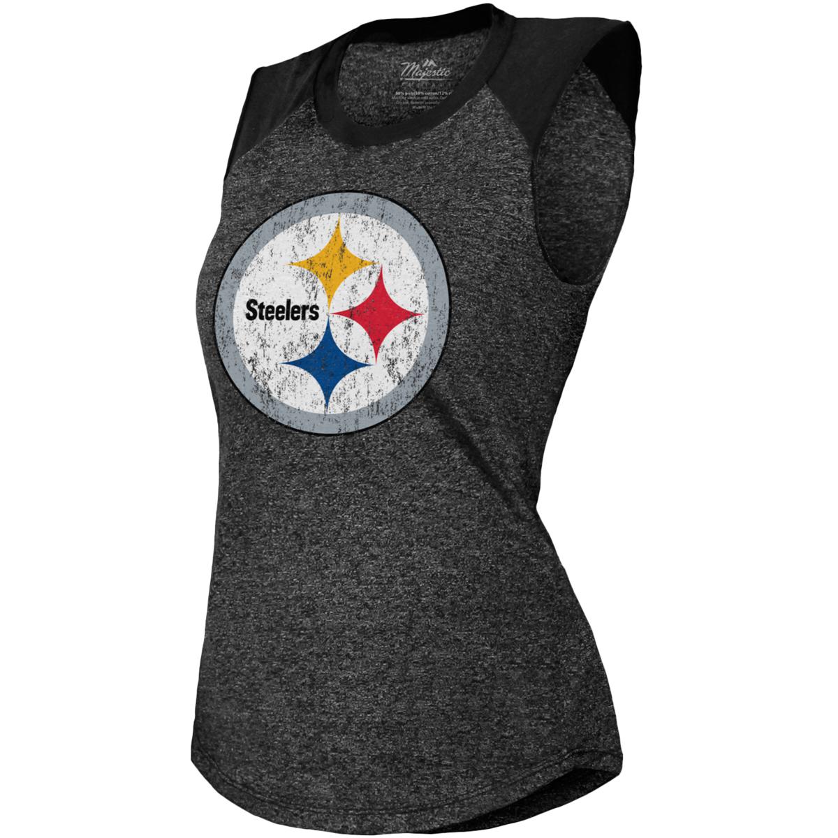 Women's Majestic Threads Black Pittsburgh Steelers Retro Tri-Blend