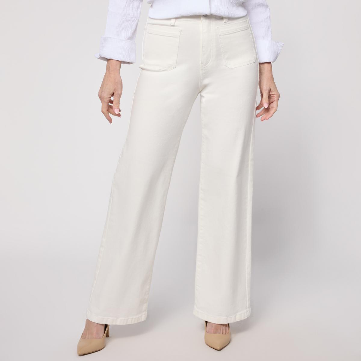 WynnDenim Wide Leg Twill Pant with Patch Pockets | HSN