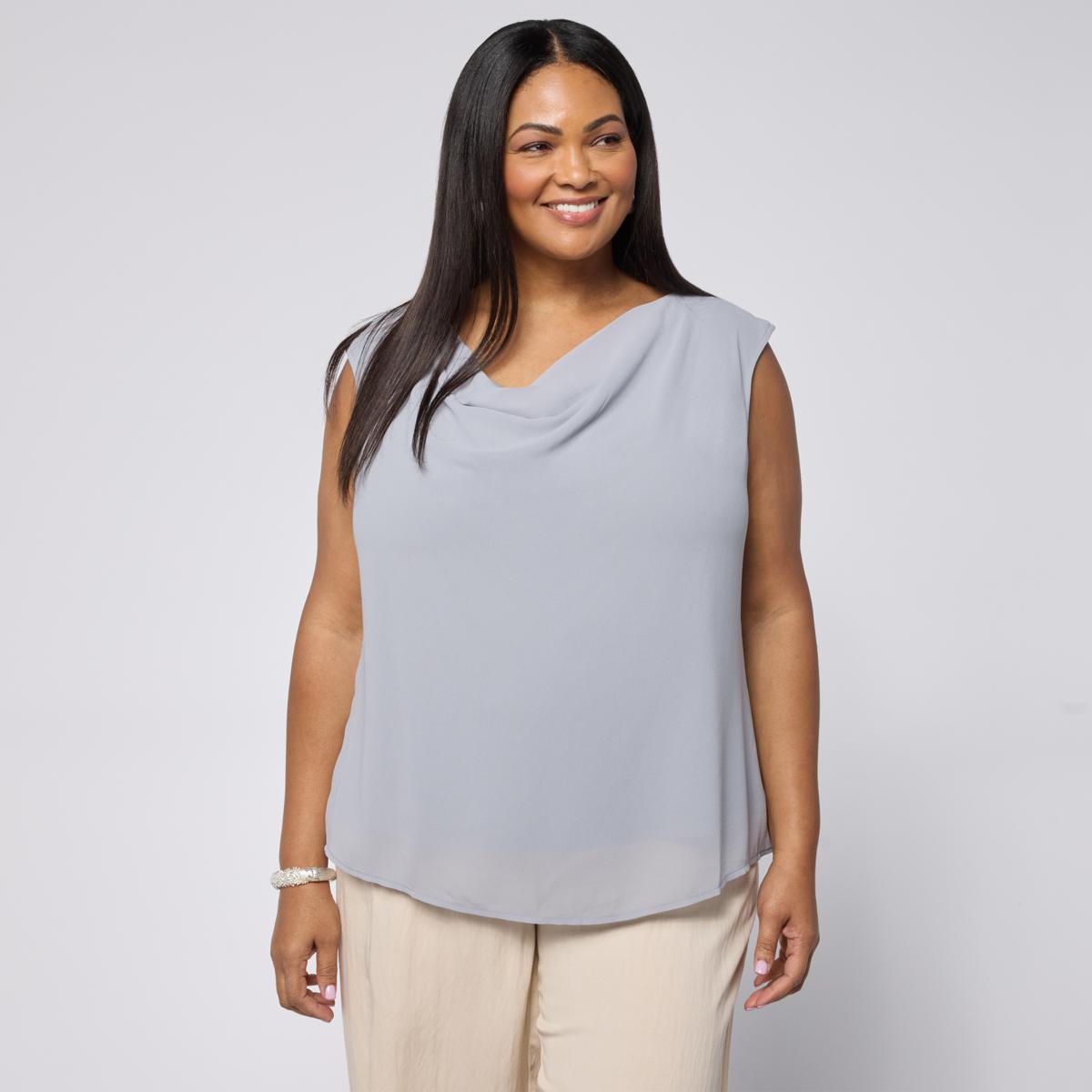 WynneCollection Chiffon Cowl Neck Sleeveless Top | HSN