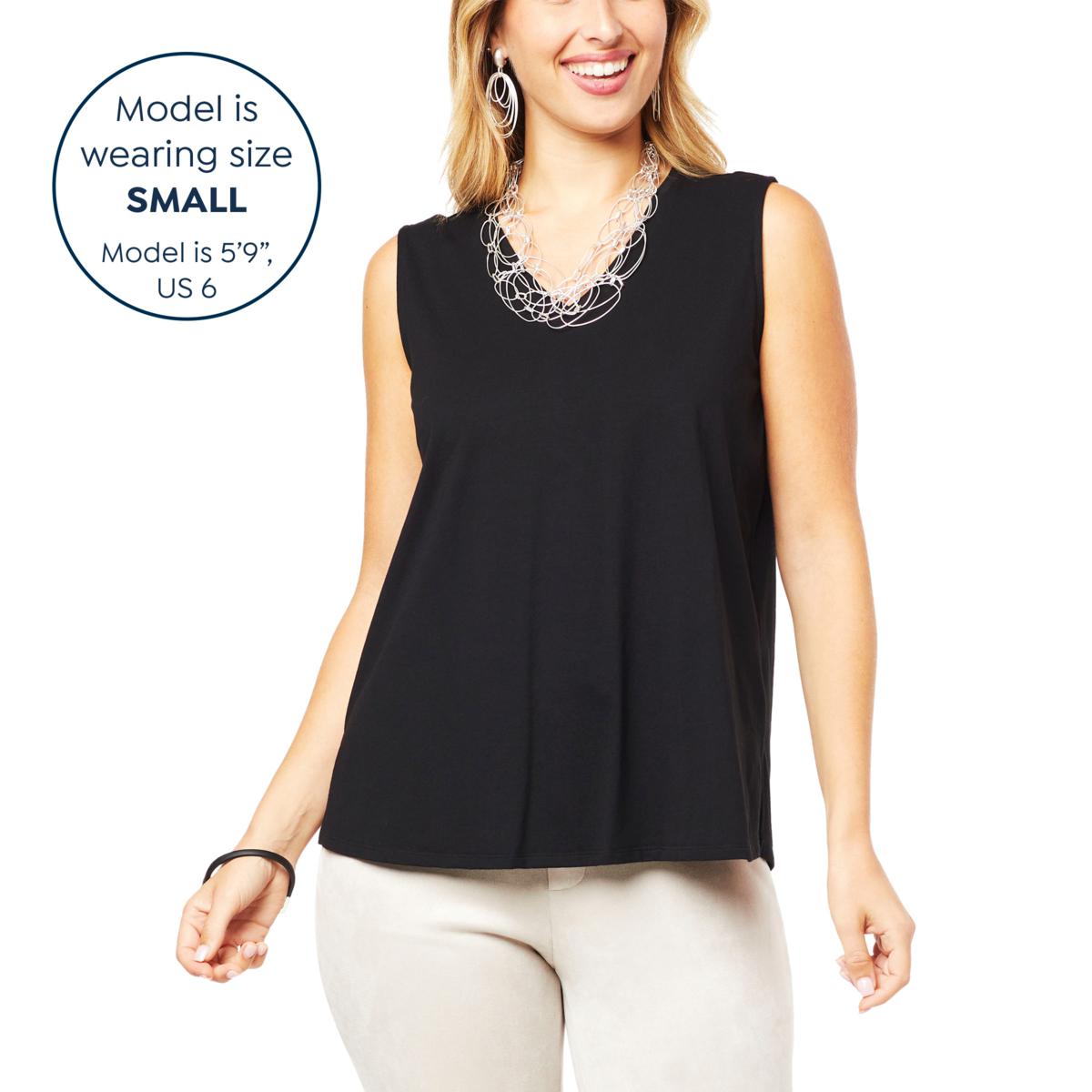 WynneLayers Cotton V-Neck Tank with Side Slits