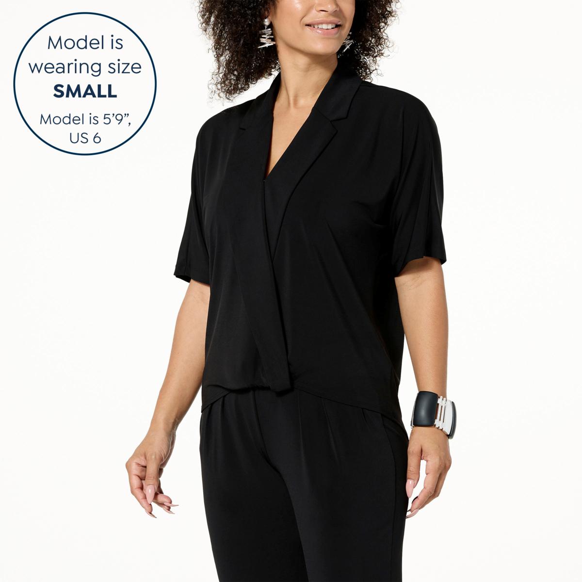 WynneLayers Matte Jersey Twist Front Top with Lapel - 20638257