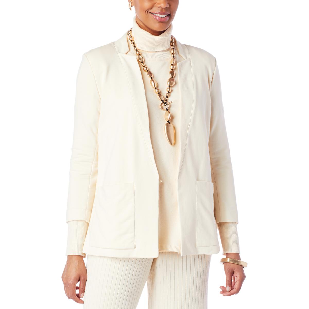 WynneLayers Rib Lapel Jacket with Front Pockets