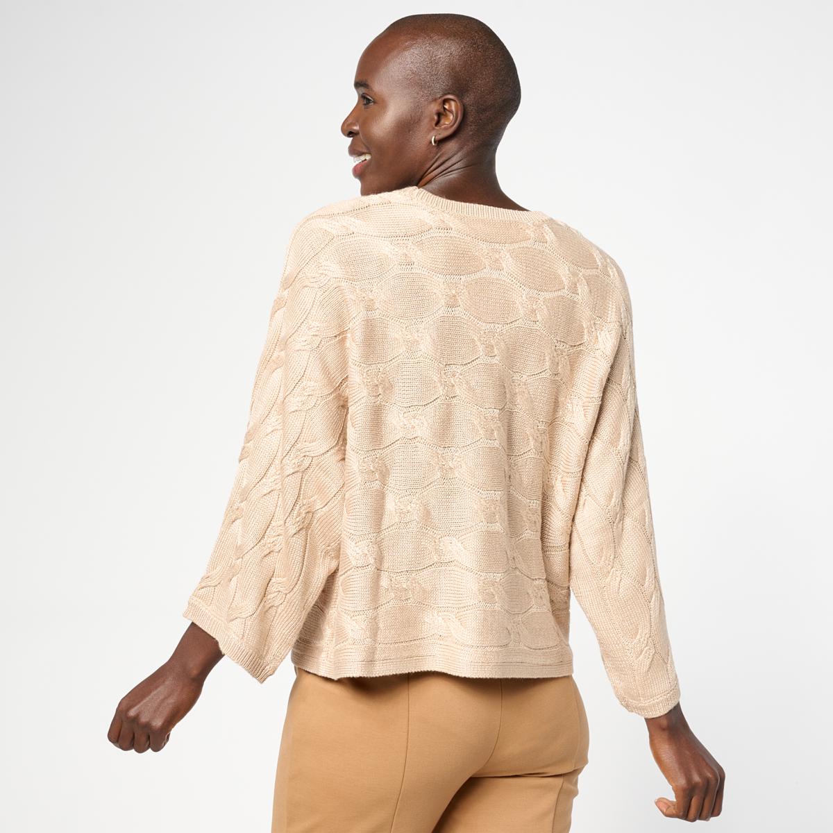 WynneLayers Shimmery Cable Sweater | HSN