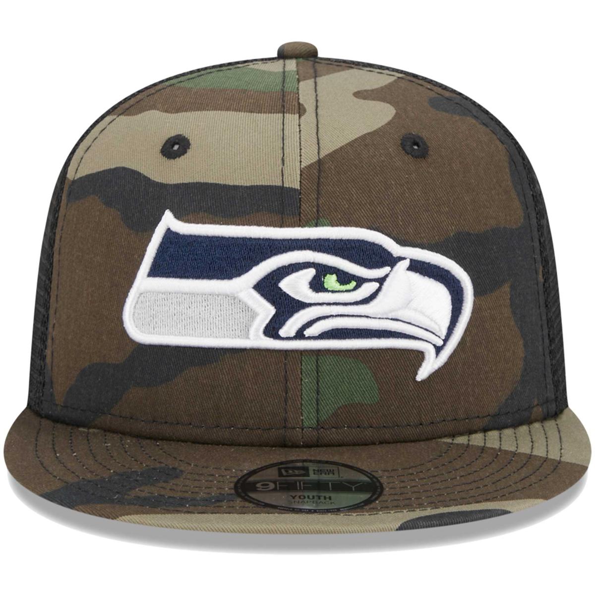 Youth New Era Camo Seattle Seahawks Main Trucker 9FIFTY Snapback Hat