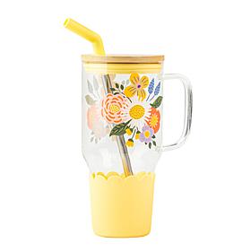 10 Strawberry Street Adria Hydration Travel Tumbler, Yellow Bouquet