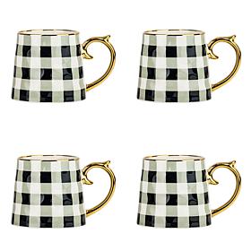 10 Strawberry Street Berkley Mug, Set of 4, Gingham & Gold