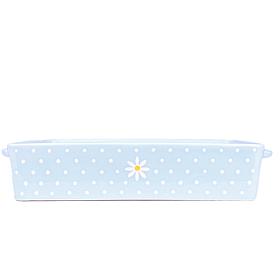 10 Strawberry Street Blue Daisy Polka Dot Rectangular Baker