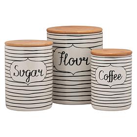 10 Strawberry Street Everyday 3-piece Canister Set - White and Black 