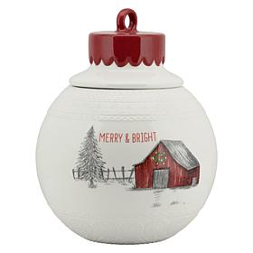 10 Strawberry Street "Merry & Bright" Ornament Cookie Jar - Large