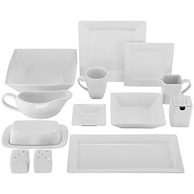 10 Strawberry Street Nova 40-piece Square Dinnerware Set - Cream White
