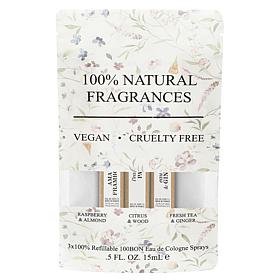 100BON Eau de Cologne Pen Spray Gift Set Raspberry Citrus Tea 0.5 oz