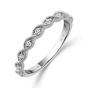 10K White Gold 1/20ctw Diamond Scalloped Band Anniversary Ring