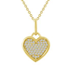 10K Yellow Gold 1/6ctw Pavé Diamond Heart Pendant with Chain