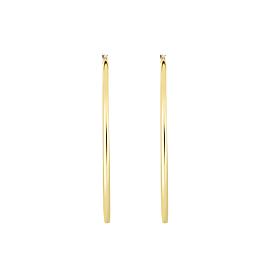 10K Yellow Gold 45x2mm Tube Hoop Earrings with Hinged Clasp