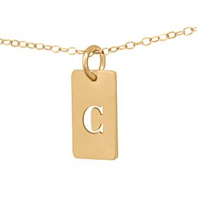10K Yellow Gold Tab Initial Necklace