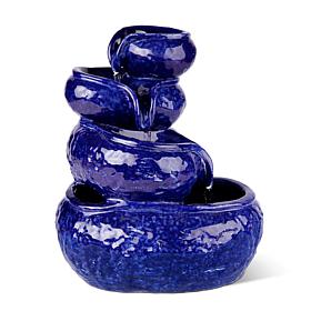 11.75"H 4-Tiered Cobalt Blue Ceramic Table Fountain