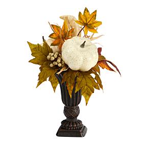 13” Fall Pumpkin and Berries in Decorative Urn