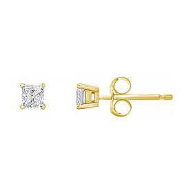 14K Gold .33ctw White Diamond Princess-Cut Stud Earrings