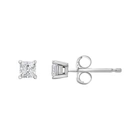 14K Gold .33ctw White Diamond Princess-Cut Stud Earrings