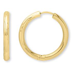 14K Gold Polished Round Hoop Earring  