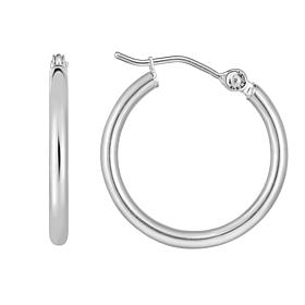14K Gold Polished Round Tube Hoop Earrings