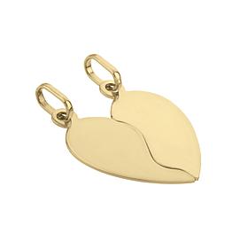 14K Gold Split Heart Pendant with Double Bail 